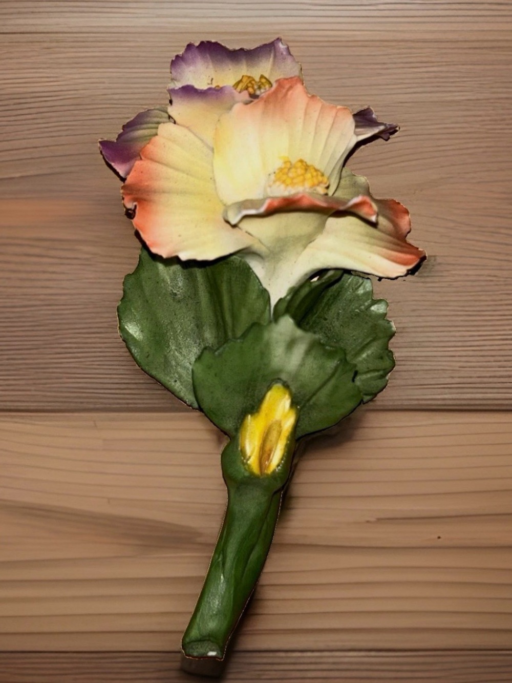Capodimonte Hand-Painted Porcelain Flower Figurine Multicolor Floral Marked 7”